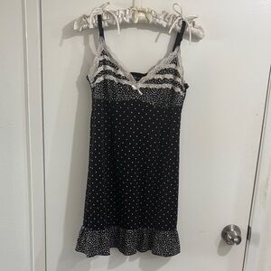 Black and White Polka Dot Babydoll Nightgown or slip dress
